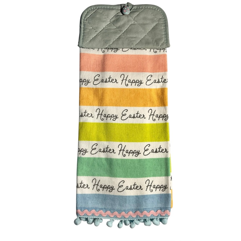 Handmade Easter Kitchen Hanging Towel Home Decor Spring Pink Blue Farmhouse